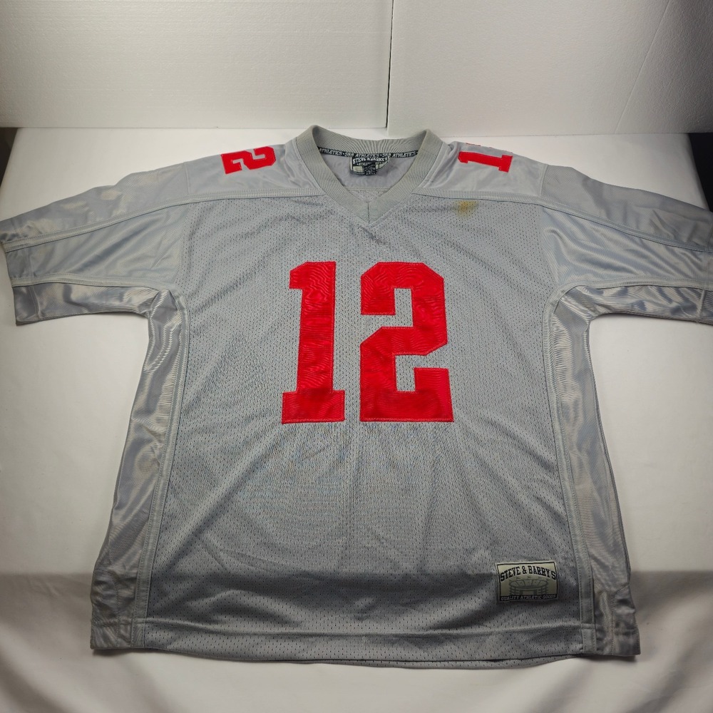 Ohio State Buckeyes #12 Football Jersey Mens Large Gray Red Steve & Barrys 23x31